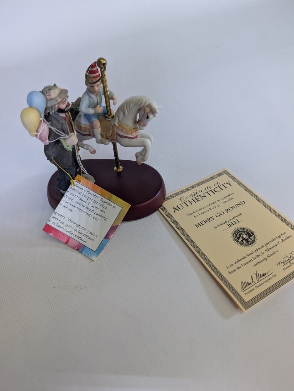 Emmett Kelly Jr. The Merry Go-Round 5” tall MIB Vintage with COA
